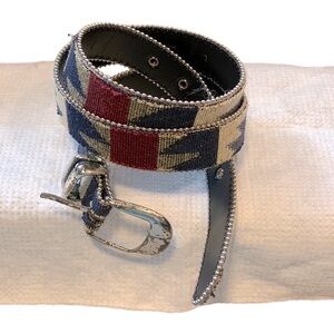 VTG Artisan Crafted Silver & Western  Navajo Aztec Womens Belt Embroidered 31-35